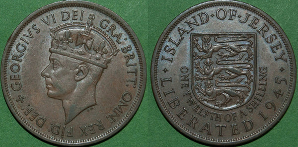 Image of a Jersey 'Liberation' issue one twelfth of a shilling coin