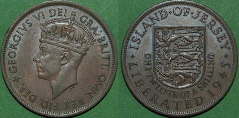 Image of a Jersey 'Liberation' issue one twelfth of a shilling coin