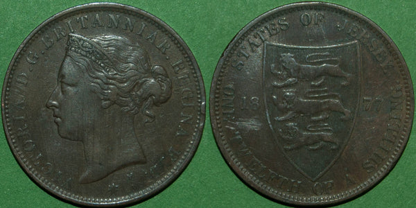 Image of a Jersey 1877 one twelfth of a shilling coin