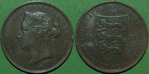 Image of a Jersey 1877 one twelfth of a shilling coin