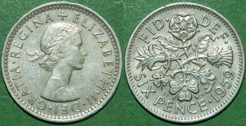 Elizabeth the Second 1959 sixpence