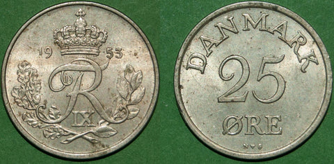 Denmark 1953 Twenty Five Ore