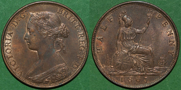 Image of an 1863 halfpenny coin