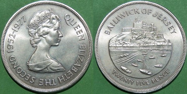 Jersey 1977 Twenty Five Pence Crown