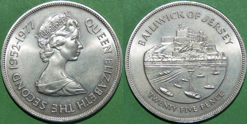 Jersey 1977 Twenty Five Pence Crown