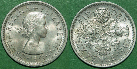 Elizabeth the Second 1962 sixpence