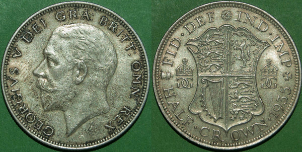 George V 1935 fourth coinage half crown. Toned with only a hint of friction. Good extremely fine and the price is £35.