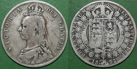 Victoria 1892 Jubilee Head halfcrown