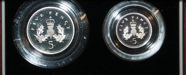 Image of a 1990 five pence silver boxed set