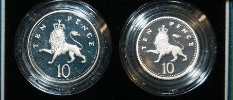 Image of a 1992 silver ten pence proof set