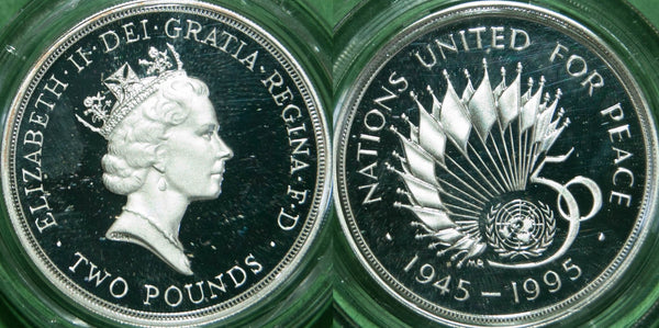 Image of a 1995 silver proof two pounds coin