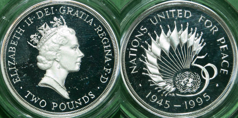 Image of a 1995 silver proof two pounds coin