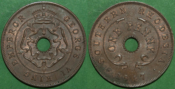 Image of a Southern Rhodesia 1947 penny coin