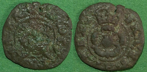 Image of a Charles the first rose farthing coin
