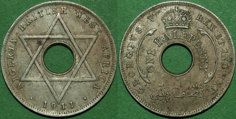 Image of a British West Africa 1911 halfpenny coin