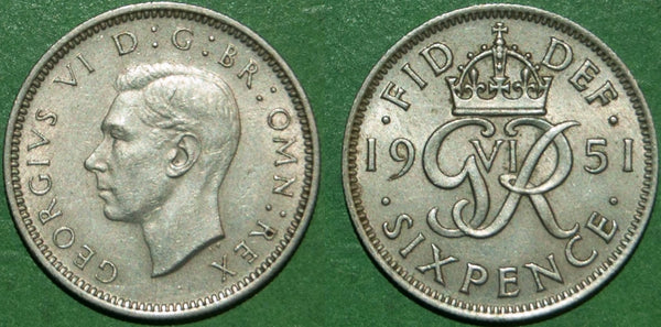 George the Sixth 1951 sixpence