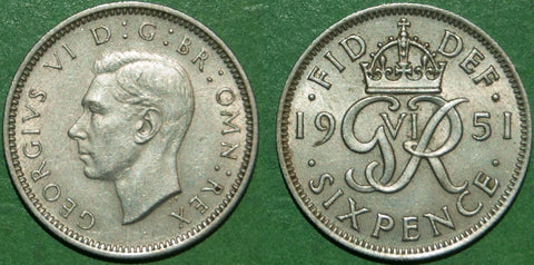 George the Sixth 1951 sixpence