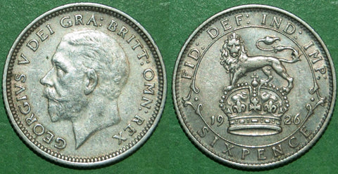 George the Fifth 1926 modified effigy sixpence