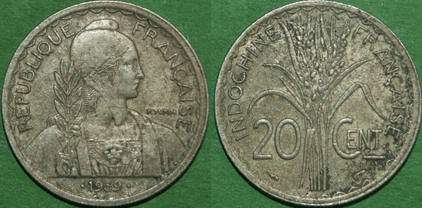 Image of a French Indo-China 20 centimes coin