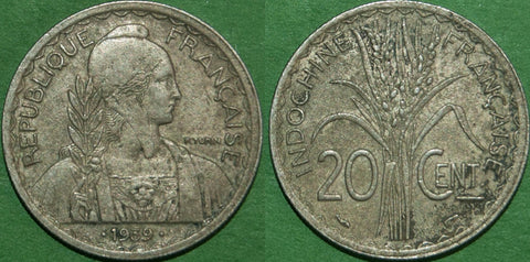 Image of a French Indo-China 20 centimes coin