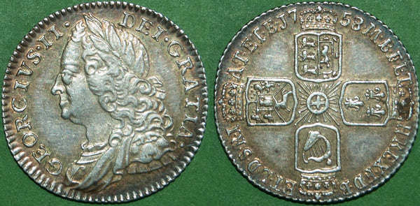 Image of a George the Second old head sixpence coin