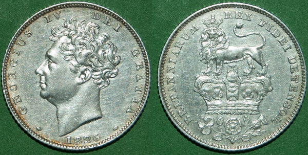 Image of an 1826 George the Fourth sixpence coin