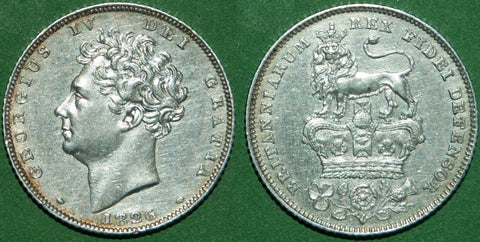 Image of an 1826 George the Fourth sixpence coin