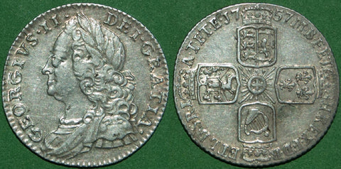 Image of a 1757 sixpence coin