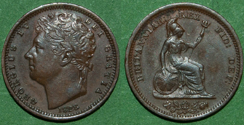 Image of a George the Fourth half farthing coin.