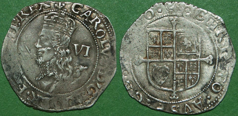 Image of a Charles the First sixpence coin