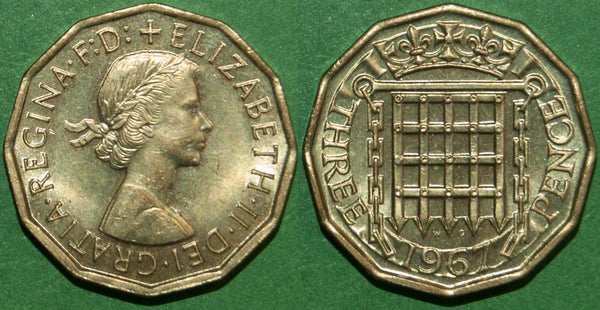 Elizabeth the Second 1967 brass threepence