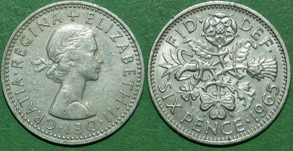 Elizabeth the Second 1965 sixpence