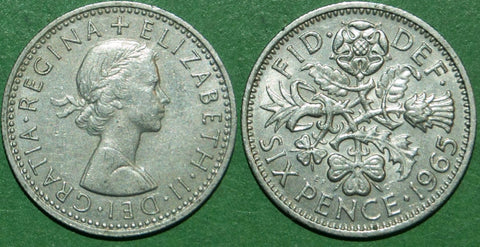 Elizabeth the Second 1965 sixpence