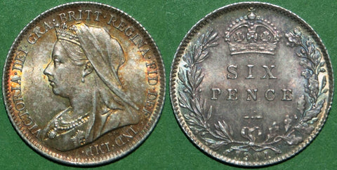 Image of a Victoria veiled head sixpence coin