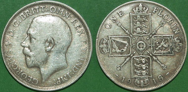 Image of a George the Fifth two shillings coin