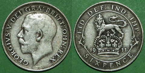 Image of a George the Fifth sixpence coin