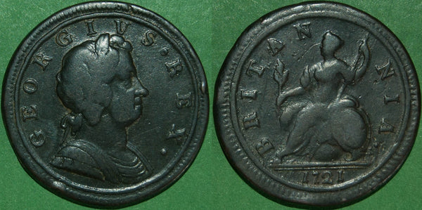 Image of a George the First second issue halfpenny