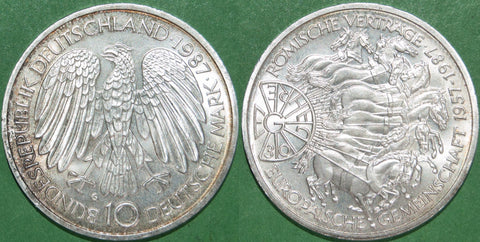 A Germany 10 Deutschemarks silver coin