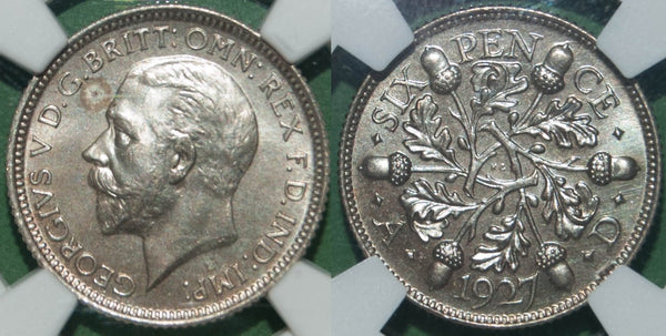 1927proof sixpence in a NGC MS66 slab.