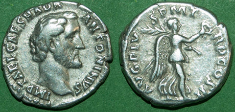 Antoninus Pius denarius with Victory reverse struck at Rome