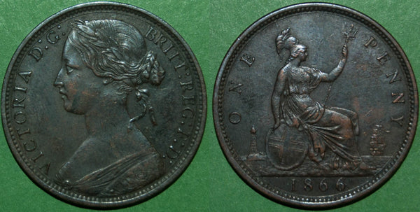 Victoria 1866 bun head penny