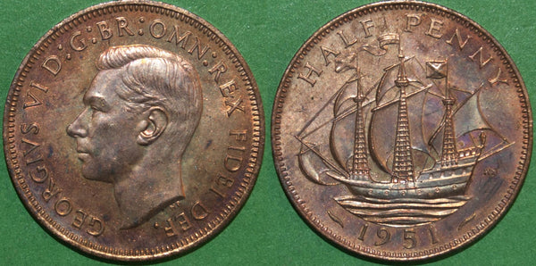 George the Sixth 1951 proof halfpenny
