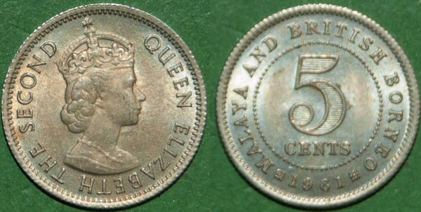 Malaya and British Borneo 1961 five cents coin