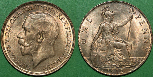 George the Fifth first issue penny struck at the Heaton mint.