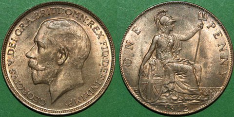 George the Fifth first issue penny struck at the Heaton mint.