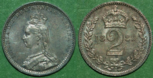 Victoria Jubilee Head 1889 Maundy twopence coin
