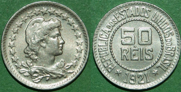 Brazil 1921 fifty reis coin