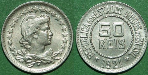 Brazil 1921 fifty reis coin