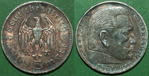 Germany 1935 Hindenburg commemorative silver coin