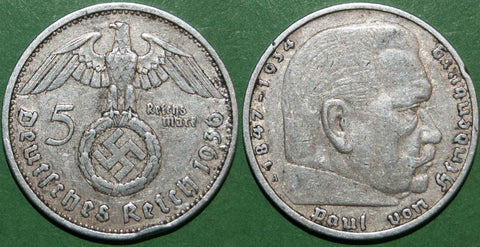 Germany 1936 Hindenburg commemorative 5 reichmarks coin